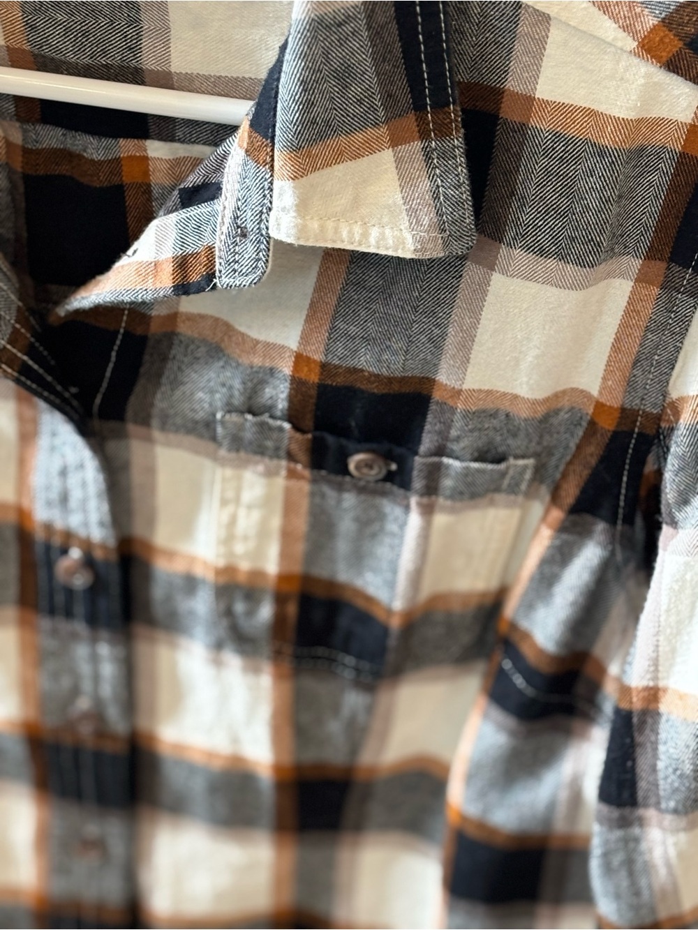 Women’s Duluth Trading Co Plaid Button-Down Shirt - Cream, Black & Brown - Picture 4 of 4